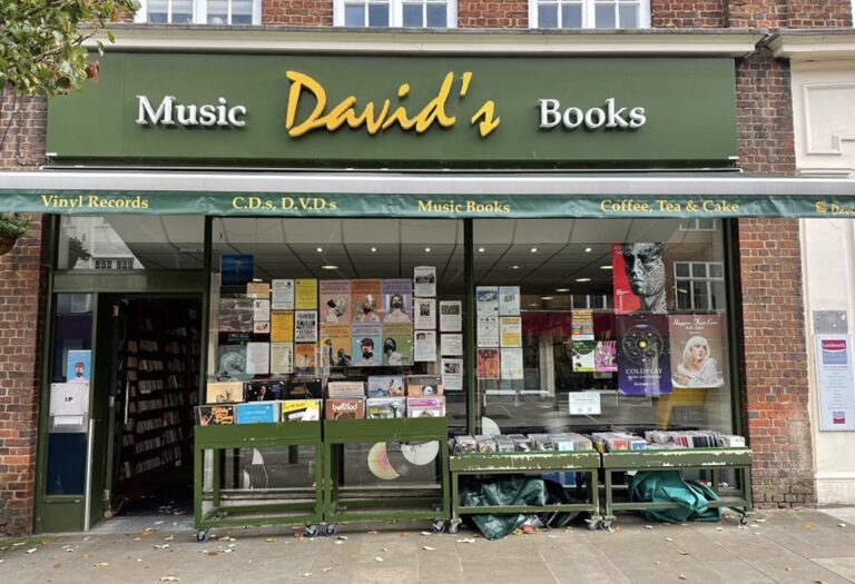 An external photo of a music and book shop
