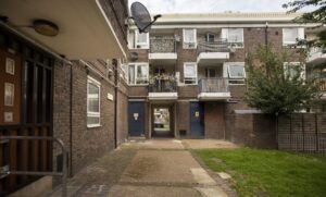 View of flats on an estate in Poplar